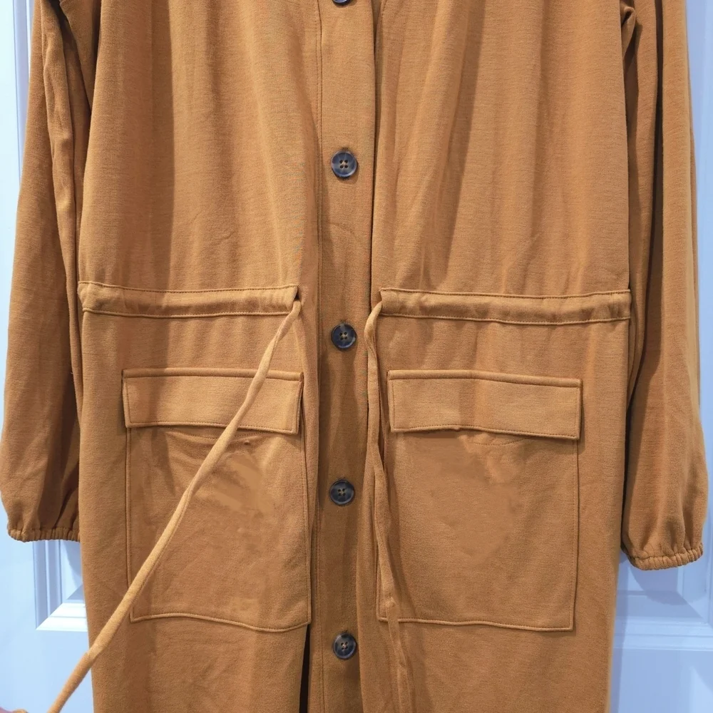 OLD NAVY Waist-Defined Ponte-Knit Utility Midi Dress, Goldie Fawn, Size Large